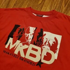 Vintage 2Pac Shirt Men 2XL Red MKBD Graphic Makaveli Branded Hip Hop Y2K